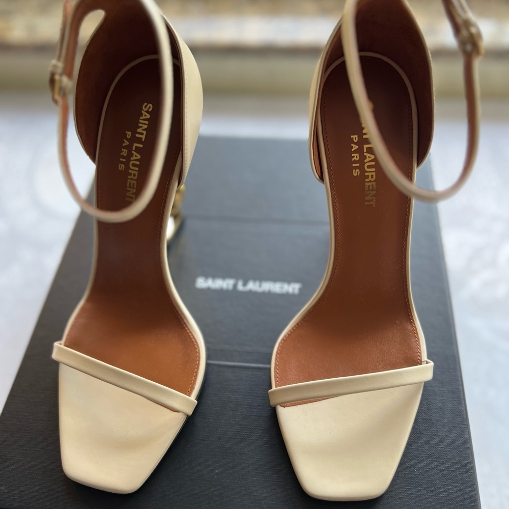 Saint Laurent Beige Ankle Strap Heels, NWB - Picture 12 of 16